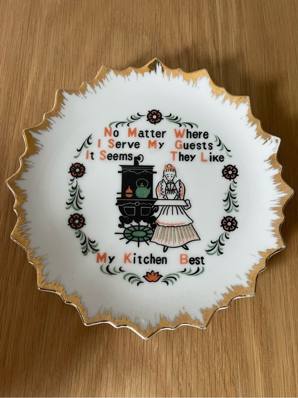 Vintage Midcentury Decorative Illustrated Kitchen Plate with Poem 1950s